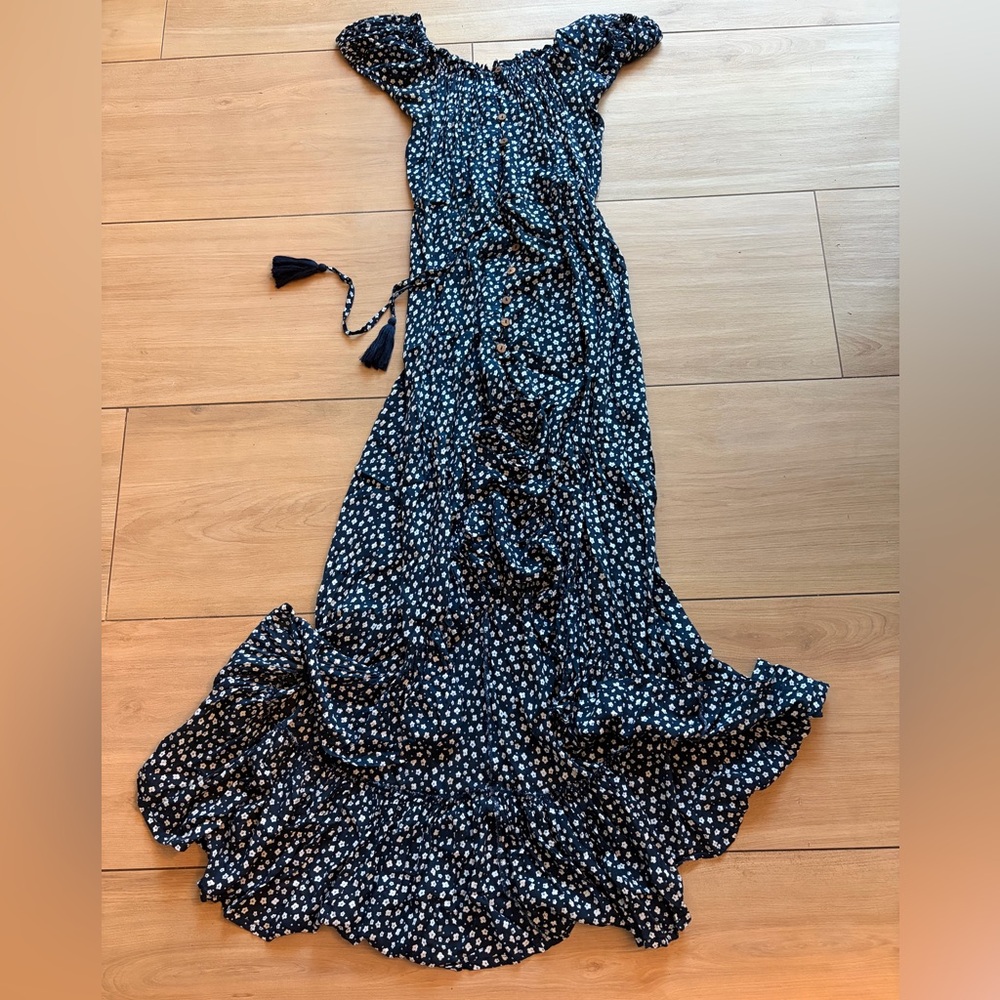 Elegant Navy floral Maxi Dress